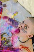 porn star Luna LaVey does her first sploshing scene