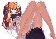 Asuka reclining on Shinji