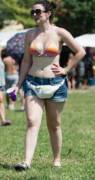 pasty english girl in glastonbury festival