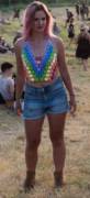 shiny top glasto girl