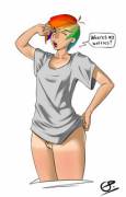 Rainbow Dash was promised breakfast last night (artist: globalpredatorx)