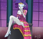 Rarity in her gala dress showing her secret for you (artist: horsecat)