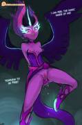 Midnight Sparkle overwhelmed by power (artist: lumineko)