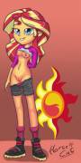 Sunset Shimmer, flashing the goods (artist: horsecat)