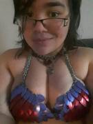 Scale mail bra! Sized to fit size 36 C. Over a thousand rings of chainmail!