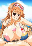 Nami giving a titjob