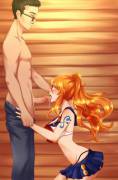 Nami giving a blowjob