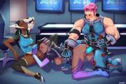 Symmetra, Sombra, and Zarya's threesome (momdadno) [Overwatch]