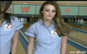 Three hot girls flashing pussy in a bowling alley [gif]