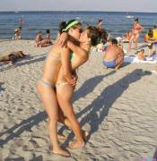 Kissing at the beach