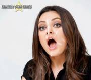 Mila Kunis mouth wide open