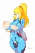 Samus bursting out of her Zero Suit (Bewbchan)