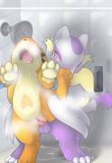 Floatzel [F] having the time of her life with Mienshao [M]