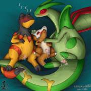 Heliolisk [M] Cubone [M] and Flygon [M] taking a messy nap