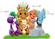 Tribal Orgy. Charmander [M] and [M], Shinx [F], and Yoshi [M]