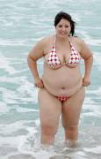 This BBW's bikini is just a bit too small