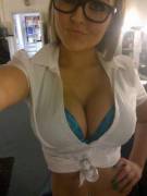 Dorm lounge cleavage