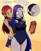 Starfire suprising Raven (Starcross) [Teen Titans]