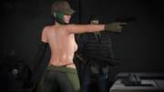 Ela topless at the shooting range