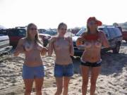 3 spring breakers flashing boobs