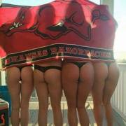 Showing off the Razorbacks flag