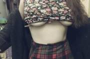 Flowery vest underboob