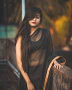 Beautiful Indian Desi girl in Black SareeE