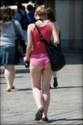 Too short pink shorts