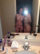 Naughty teens nude mirror selfie