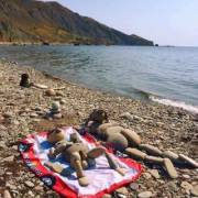 Rock hard at the beach
