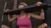 Rain DeGrey blindfolded and stocked