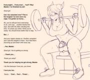 Helping her get strong [Futa] [Chastity] [Orgasm Denial] [Muscles] [Anal] [Dildo Riding] [Implied BDSM] [Demon, I think?] [I have way too many tags]