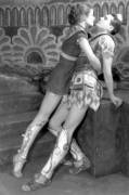 1932 still of Katharine Hepburn on stage as Antiope, grabbing Colin Keith-Johnston’s Theseus by the hair
