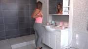 Naomi Bennet wetting her leggings &amp; riding her big dildo before releasing a pee stream