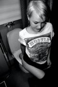 Blonde girl wiping