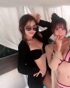 Crayon Pop's Ellin in Bikini with actress Ha Soomin