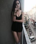 On the balcony