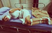tied up on the gurney