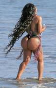 Blac Chyna Butt In Black Bikini Thong