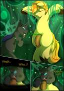 Corruption of Apples [Oviposition, Cock Vore, Pegging, Mind Break, F/M, Braeburn x Chrysalis, 4 Pages, Artist: Camychan]