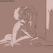 Izuku and Ochako making out (rebeccarains)