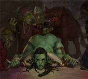 Female orc warrior about to be severely humiliated