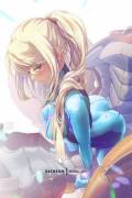 Samus leaving her armor behind