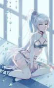 Weiss in lewd lingerie