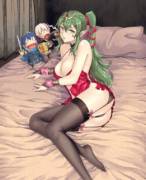 Tiki in lingerie in bed (NerdAmiba)