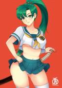 Lyn in a skimpy sailor uniform (revolverwing)