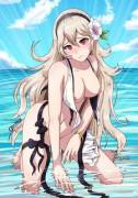 Summer Corrin loses her swimsuit. (Obake-art)