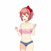 Just Sayori, but I'm slowly erasing her clothes. (2)