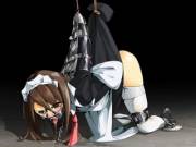 Tied up maid on display