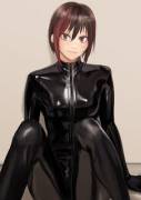 Short haired cutie in bodysuit